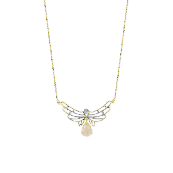 Pırlantalı Bereketin Kanatları (Ariel) Rose Quartz