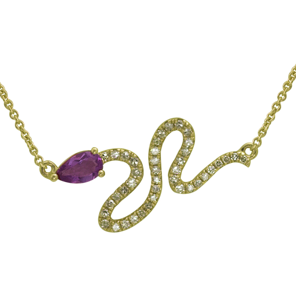 Pırlanta Ametis Yılan Kolye