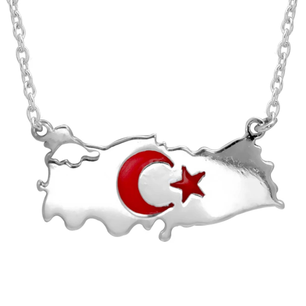 Türkiye Harita Gümüş Kolye