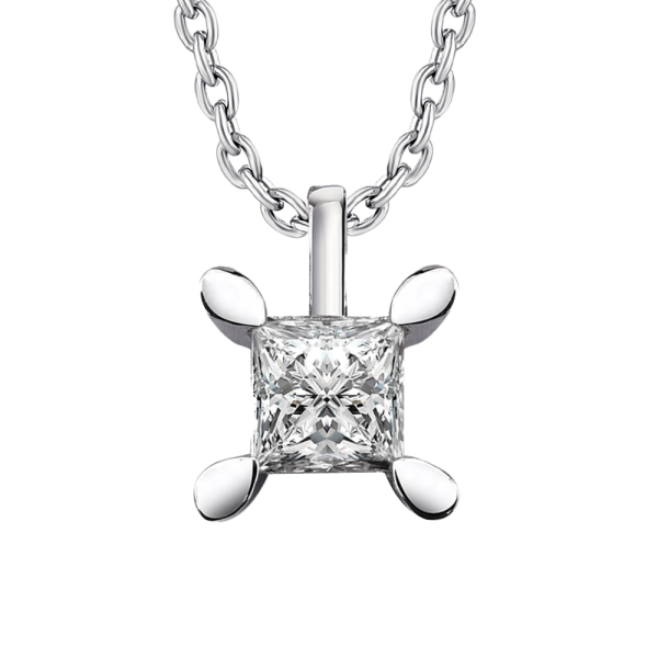 0.20 Karat Pırlanta Prenses Kesim Tektaş Kolye