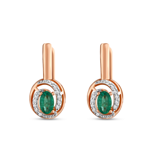 Pırlanta Oval Zümrüt Küpe