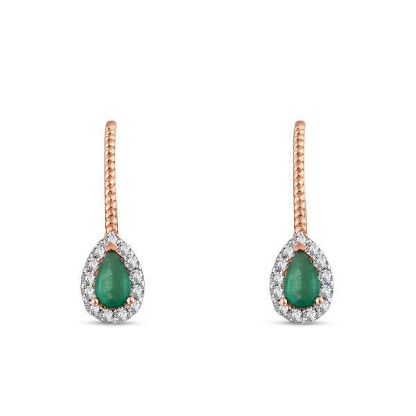 Damla Zümrüt Altın Küpe