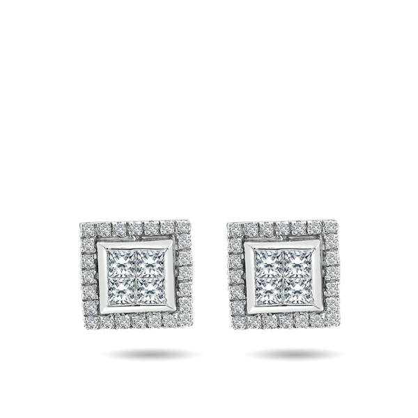 Pırlanta Prenses Kesim Küpe