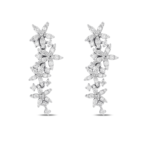 Çiçek Modelli Pırlanta Küpe