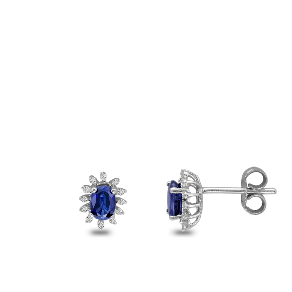 2.54 Karat Safir Oval Pırlanta Küpe