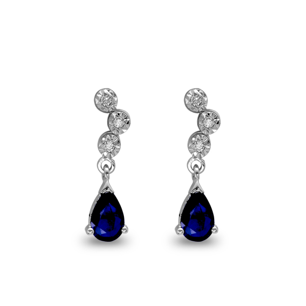 Pırlanta Damla Safir Miracle Küpe