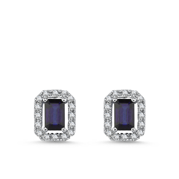 Pırlanta Safir Küpe Ronse