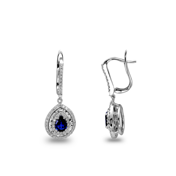 1.53 Karat Safir Damla Pırlanta Küpe