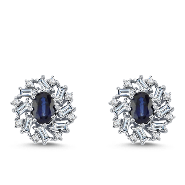 Pırlanta Safir Küpe