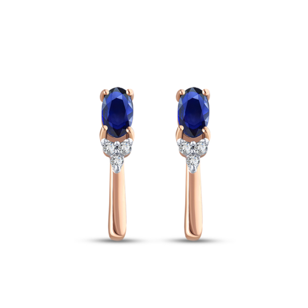0.69 Karat Oval Safir Pırlanta Küpe