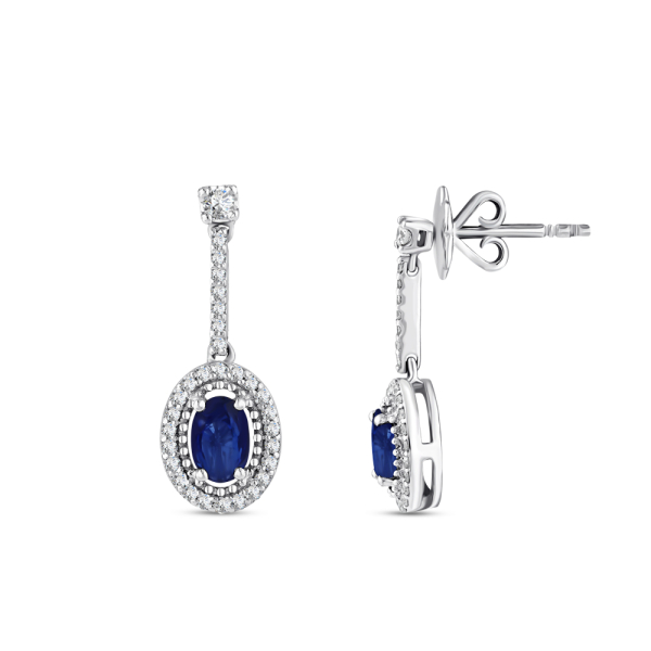 1.05 Karat Oval Safir Pırlanta Küpe