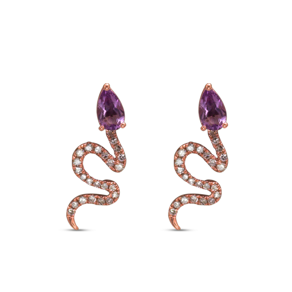 Pırlanta Ametist Yılan Küpe