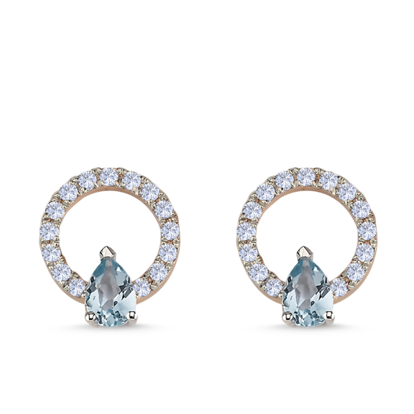 Pırlanta Mavi Topaz Küpe