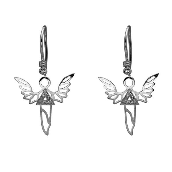 Gümüş Güç Meleği Sandalfon Pırlanta Küpe