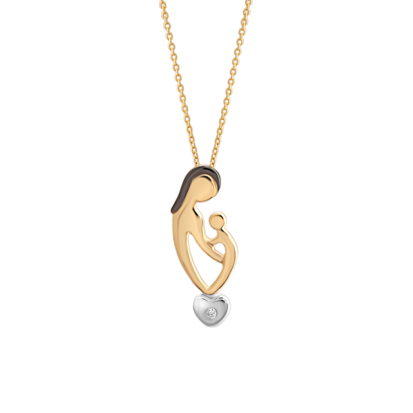 Pırlantalı Anne Bebek Kolye