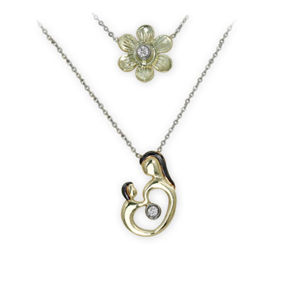 Pırlanta Anne Çocuk Yonca Kolye