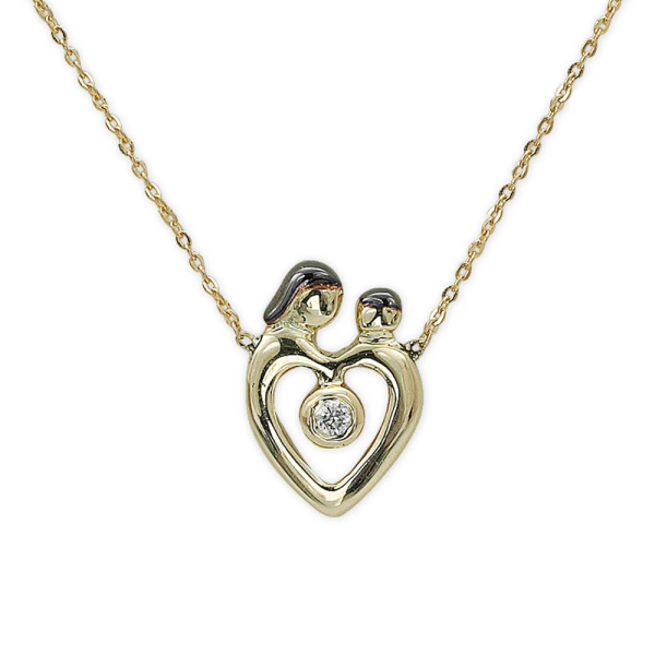 Pırlantalı Anne Çocuk Sevgisi Kolye