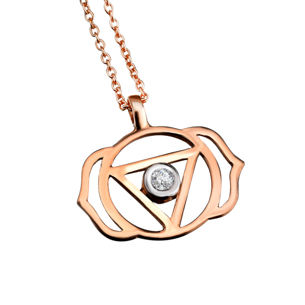 Pırlantalı Alın Çakrası (Ajna) Altın Kolye