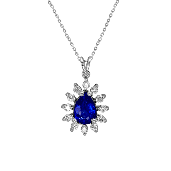0.94 Karat Pırlanta Damla Safir Kolye