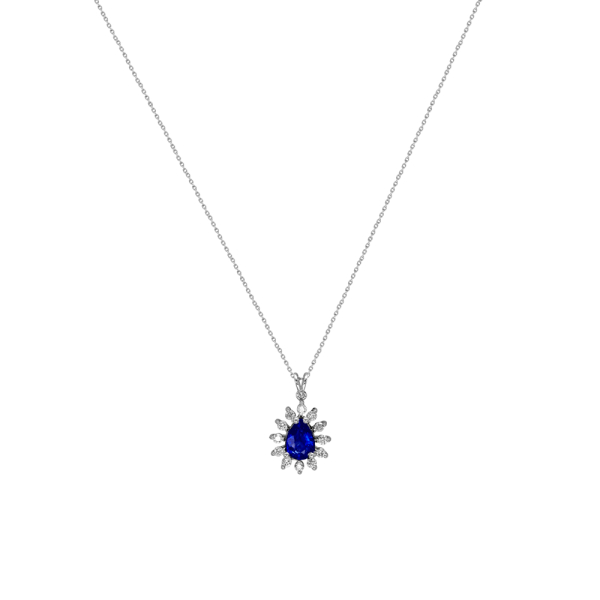 0.94 Karat Pırlanta Damla Safir Kolye