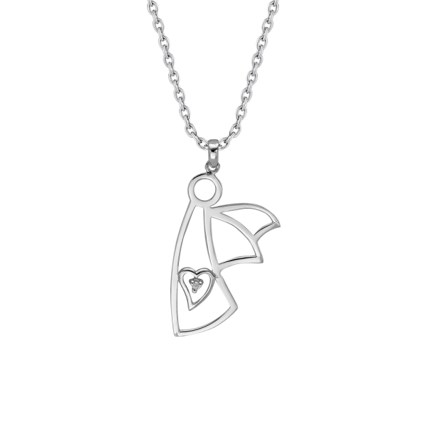 Pırlantalı Melek Gümüş Kolye