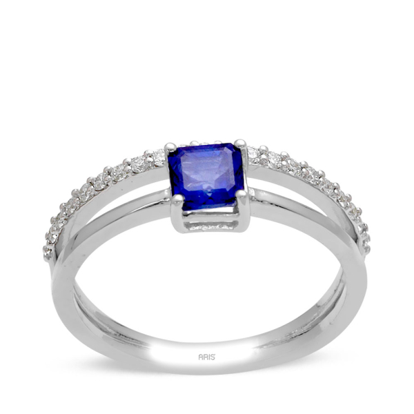 0.57 Karat Pırlanta Safir Yüzük