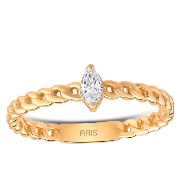 0.13 Karat Pırlanta Markiz Tektaş Yüzük