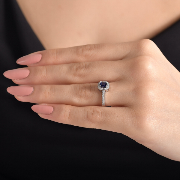 0.59 Karat Pırlanta Safir Yüzük