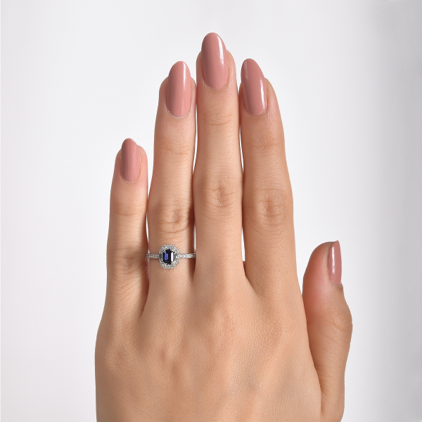 0.59 Karat Pırlanta Safir Yüzük