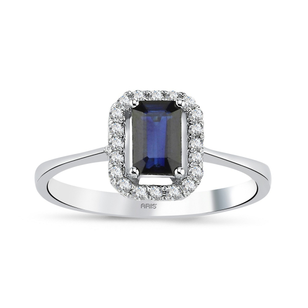 0.79 Karat Pırlanta Safir Yüzük