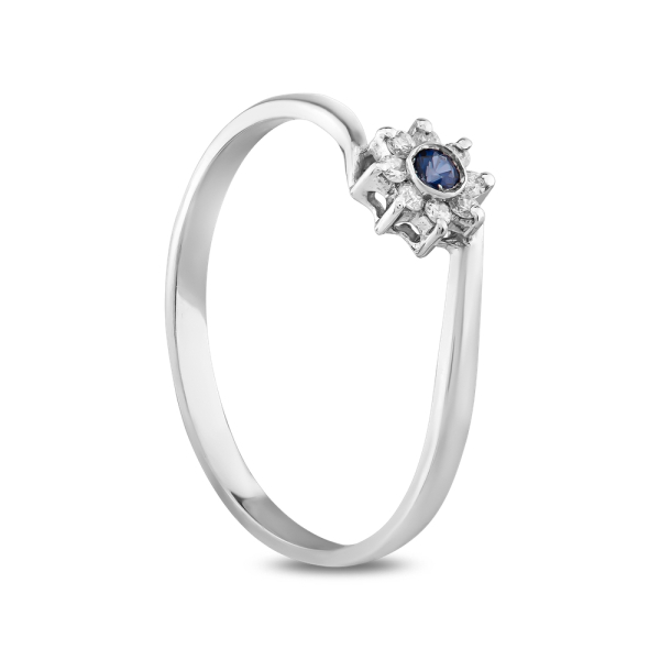 0.10 Karat Pırlanta Safir Yüzük