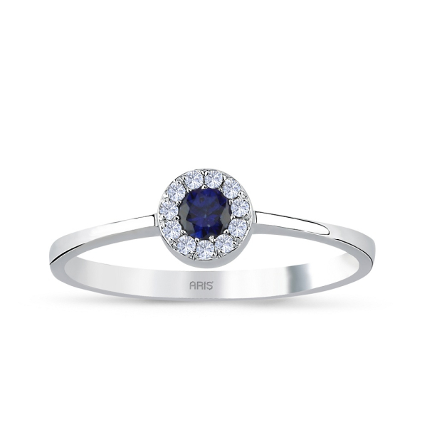 0.17 Karat Pırlanta Safir Yüzük