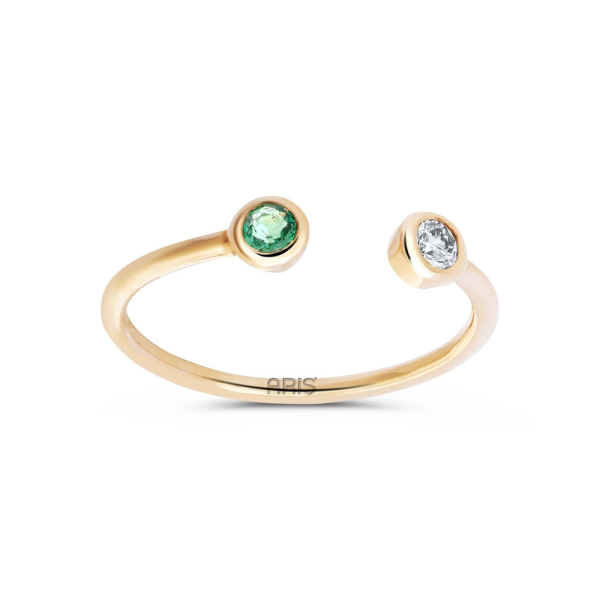 0.12 Karat Pırlanta Zümrüt Yüzük