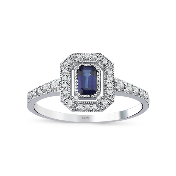 0.59 Karat Pırlanta Safir Yüzük