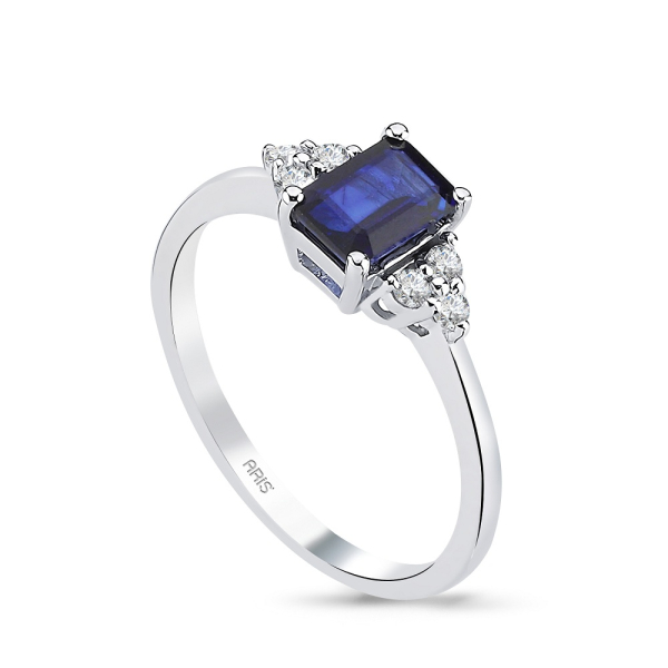 0.95 Karat Pırlanta Safir Yüzük