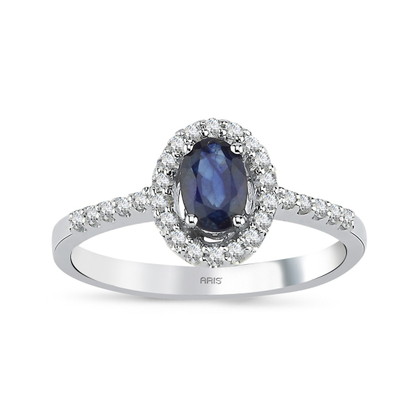 0.52 Karat Pırlanta Oval Safir Yüzük