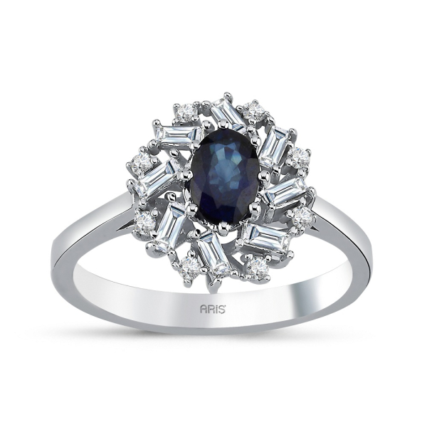 1.11 Karat Pırlanta Safir Yüzük